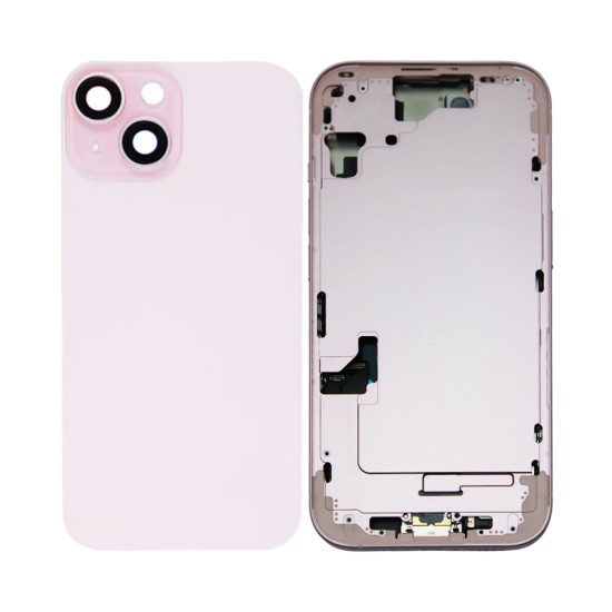 Tampa Traseira+Frame+Flex Apple iPhone 15 com Wireless Charge+Flashlight Flex Rosa